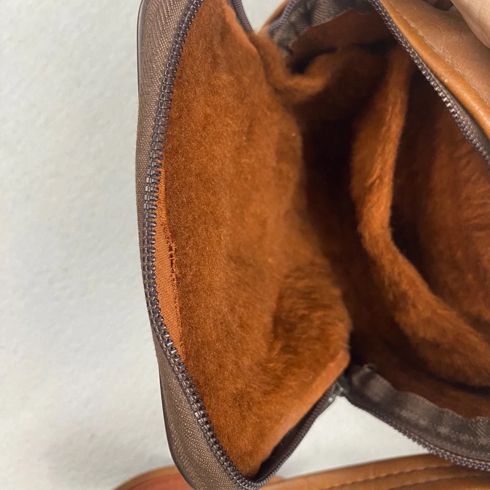 Vintage Kodak Brown Faux Leather Camera Bag Rainbow Logo Crossbody Made in USA